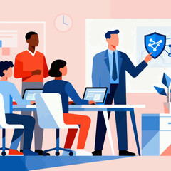 Engaging business presentation showcasing data charts and growth strategy, inspiring team collaboration and driving success in modern office environment