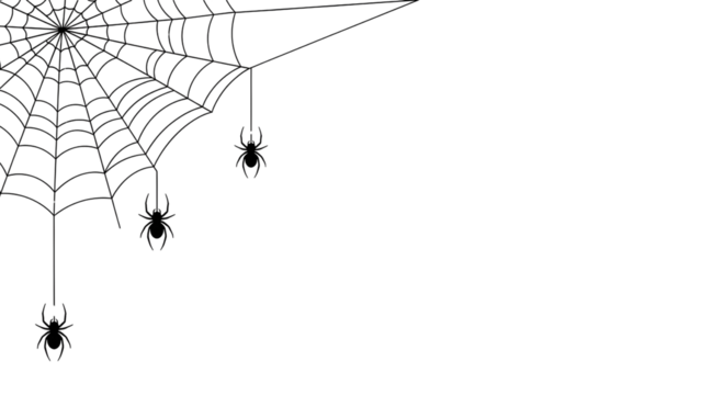 Spiderweb with spiders hanging a simple vector illustration isolated on a white background for Halloween design eleme