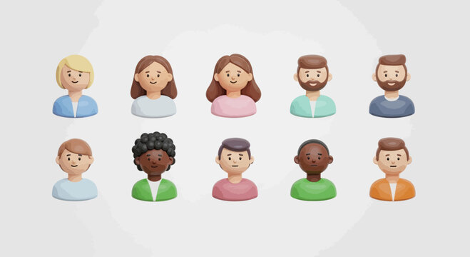 Diverse team representation with clay avatars showcasing professional diversity and inclusion