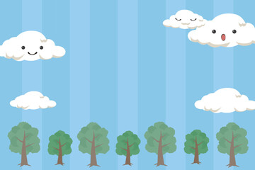 雲と木の背景素材