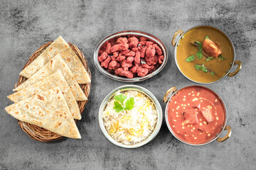 Indian food Thali combinations Indian-style meal with chicken