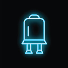 Glowing blue neon icon of a water tank, suggesting its use in agriculture, industrial settings, or other water storage applications