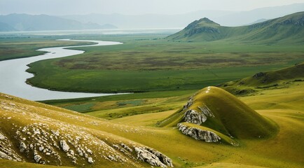 mountain landscape with lake