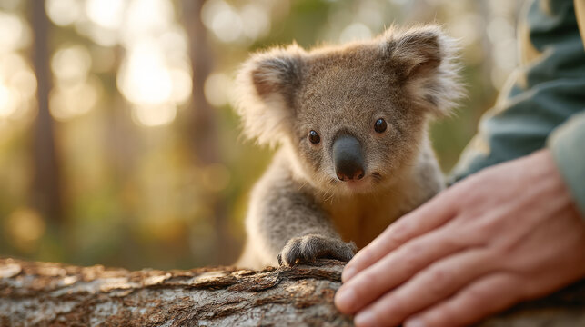 Koala release into the wild - veterinarian opens cage for wildlife conservation