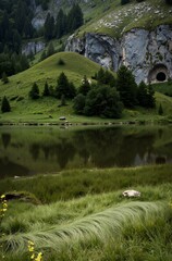 mountain landscape with lake