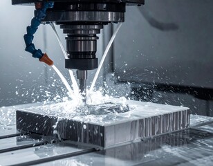 CNC milling machine processing on steel