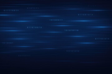 Digital data stream with binary code and glowing lines, technology, information, digital network