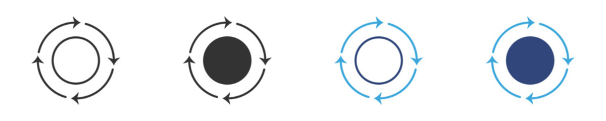 Roundabout arrow  icon set,  circular roundabout traffic sign, vector illustration .  