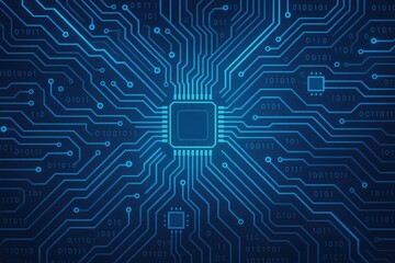 Circuit board pathways with binary code signals, technology concepts, digital data flow, electronic circuit