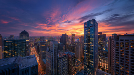 Obraz premium sunset over the city