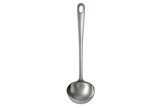 Stainless steel soup ladle kitchen utensil transparent background