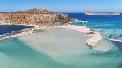 Balos bay on Crete (Greece) with crystal clear blue water and beautiful landscape