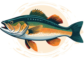Flat Design Largemouth Bass Vector Illustration