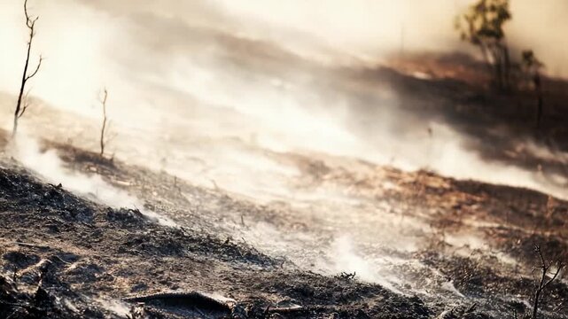 charred landscape, suggesting devastation and destruction