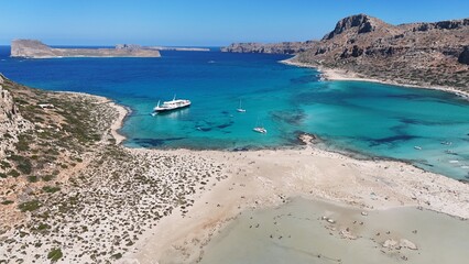 Balos bay on Crete (Greece) with crystal clear blue water and beautiful landscape