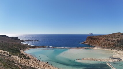 Balos bay on Crete (Greece) with crystal clear blue water and beautiful landscape