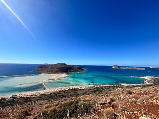 Balos bay on Crete (Greece) with crystal clear blue water and beautiful landscape