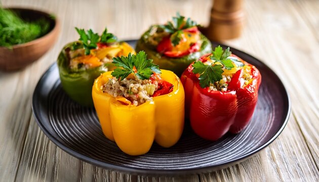 delicious and vibrant stuffed bell peppers filled with colorful vegetables and fresh herbs for wellness
