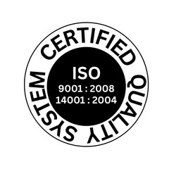 Certified ISO 9001: 2008 and certified Iso 14001: 2004, button, badge, stamp Certified ISO 9001, tag, seal, label, rubber stamp Certified ISO 9001