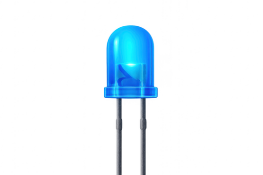 Blue led light emitting diode component glowing