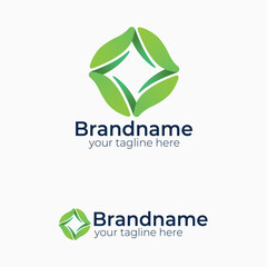 Abstract Green Leaf Square Logo Vector Design for Nature, Eco, Organic, Health, and Sustainable Business Brand Identity with Fresh Gradient Colors