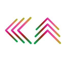 colorful chevron arrow clusters with smooth gradient transitions in pink, red, green, and yellow tones, abstract symmetrical design for modern branding, ui elements, motion graphics, or patterns