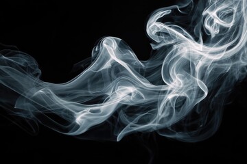Elegant swirling wisps of white against a deep black backdrop, suggestive of movement