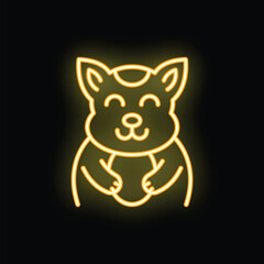 Neon sign of a cute wombat smiling and relaxing