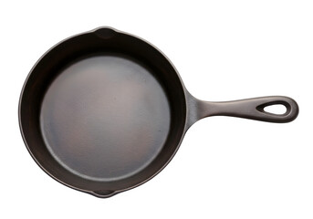 Antique Cast Iron Skillet with Hanging Loop Handle Isolated on White or Transparent Background