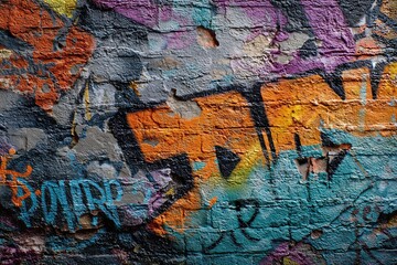 Fototapeta premium Peeling Urban Graffiti on Brick Texture