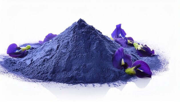butterfly pea flower powder on white background
