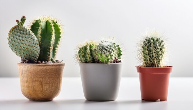 cactus succulents potted plant on white background
