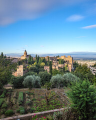 Granada, Spain - 21 Oct 2025: View to Alcazaba from The Palacio de Generalife, La Alhambra, Granada