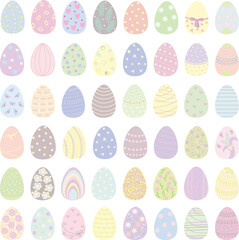 Colorful Easter Egg Set — Pastel Decorated Holiday Symbols for Spring Celebration