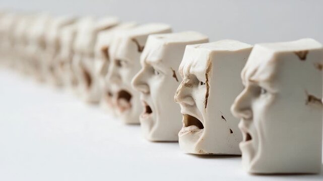 Abstract art sculpture with facial features, great for modern design or artistic concept