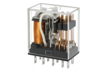 Electronic relay switching component with transparent casing