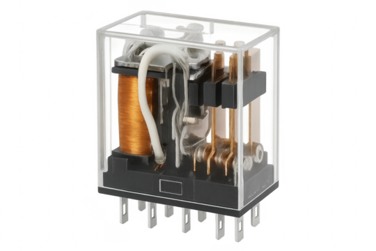 Electronic relay switching component with transparent casing