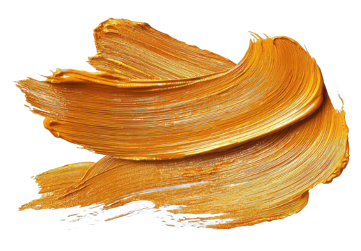 Golden Brush Stroke Abstract Art on Transparent Background