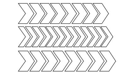 A graphic illustration of three rows of chevron arrows pointing to the right, with each row containing multiple arrows.