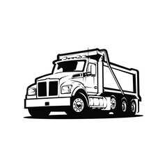 Dump Truck Monochrome Silhouette Vector Icon Isolated