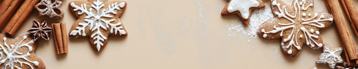 Gingerbread cookies banner with copy space
