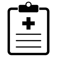 Medical clipboard with cross and lines icon