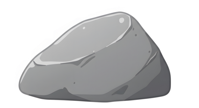 CartoonStyle Grey Rock Smooth Surface Irregular Shape Natural Stone Illustration.