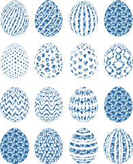 Easter Egg Set on White Background — Happy Easter Decorative