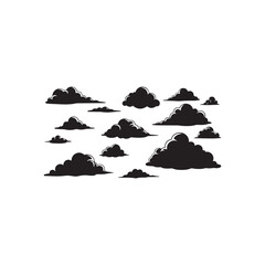 Illustration of silhouette of a group of clouds, creating a dramatic and atmospheric effect