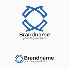 Abstract Geometric Interlocking Logo Vector for Technology, Digital, Data, Security, and Modern Corporate Business Brand Identity Blue Lineart Symbol