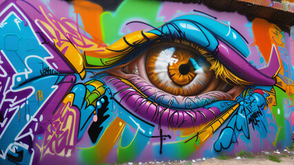 graffiti wall abstract background, Generative Ai not real photo, idea for artistic pop art background backdrop