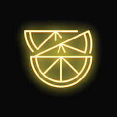 Yellow neon sign showing a sliced lemon fruit, ideal for a bar or restaurant