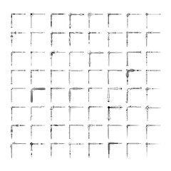 Set Hand Draw Of Corners Different Shapes Flower Decoration Vector Design Doodle Sketch Style For Wedding And Banner