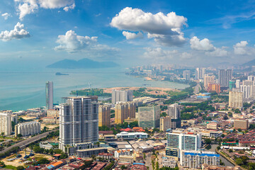 Naklejka premium Aerial view of Georgetown, Penang